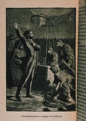 Gambetta ved at flygte i en ballon, illustration fra Little Arthurs History of France: From the Earliest Times to the Fall of the 2nd Empire, udgivet 1899